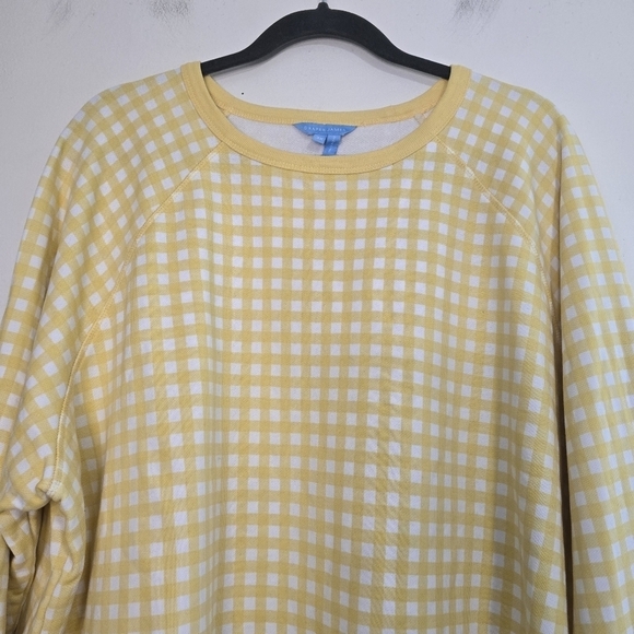 Draper James yellow white Natalie sweatshirt Gingham print Casual Lounge - Picture 7 of 10
